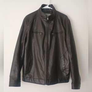 Michael Kors Men's Perforated Faux Leather Moto jacket Size: L